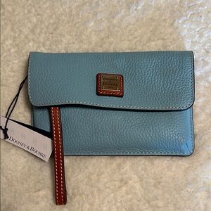 Dooney & Bourke Blue Pebbled Leather Wristlet